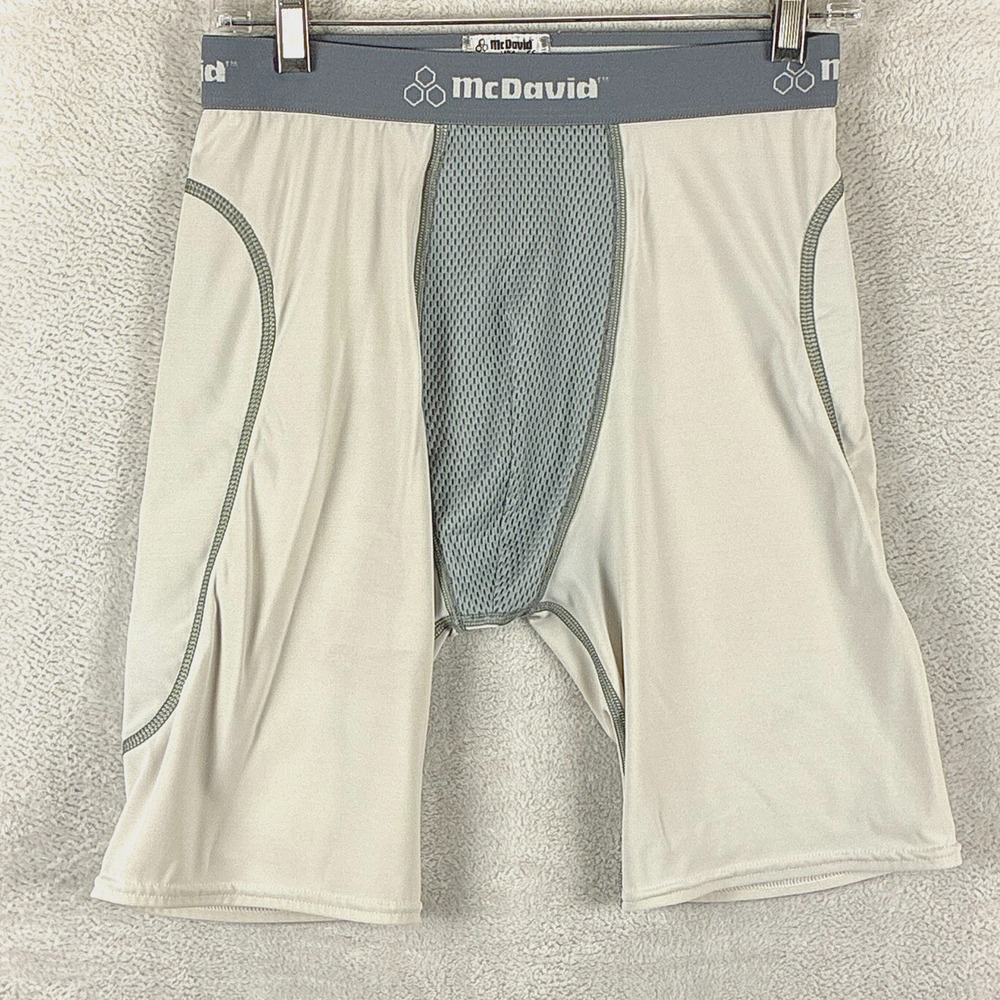 McDavid Compression Shorts Mens L White Gray Padded Gym Workout Football USA